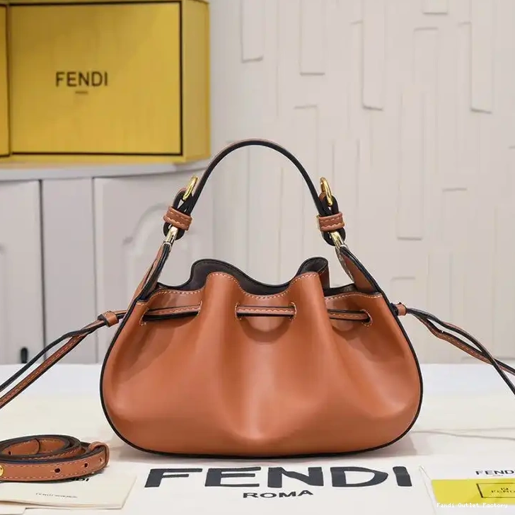 HOT Bag Bucket Pomodorino Brown Fendi Calf Mini Leather In 0623